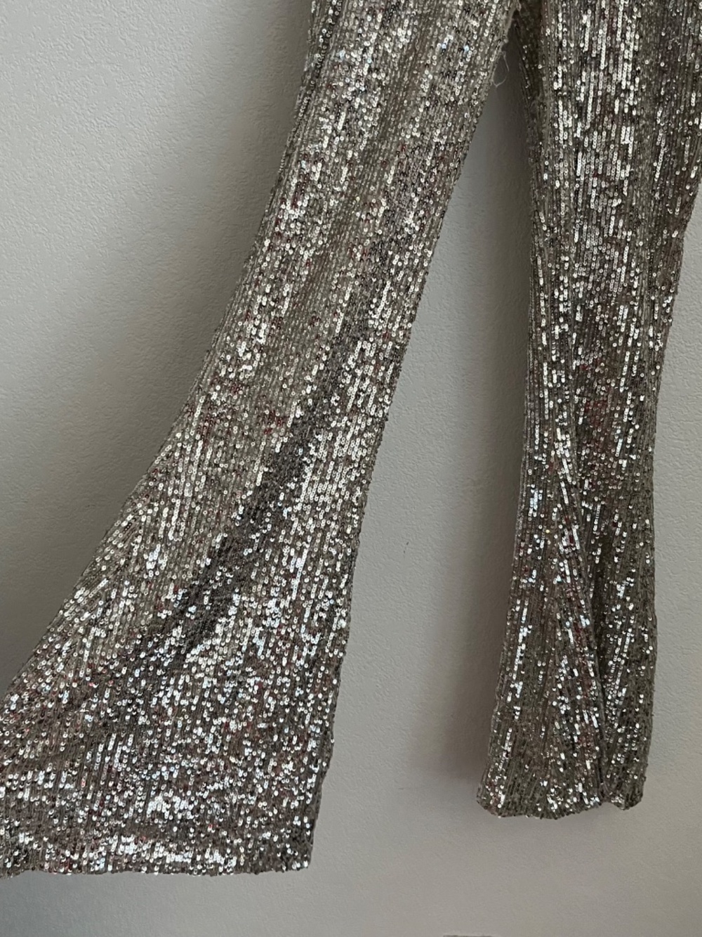 Show Me Your MuMu Silver Sequin High Waisted Flare Mercury Bells Pants - Picture 3 of 6